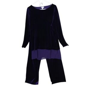 NWT Chico's Travelers VELVET Set Sz 3 XL/16/18 Tunic Top No Tummy Pants Violet